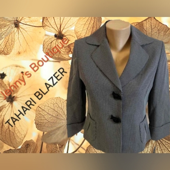 Tahari Jackets & Blazers - Nwt Tahari Women's Black and White Checkered Blazer Sz 4 Petite
